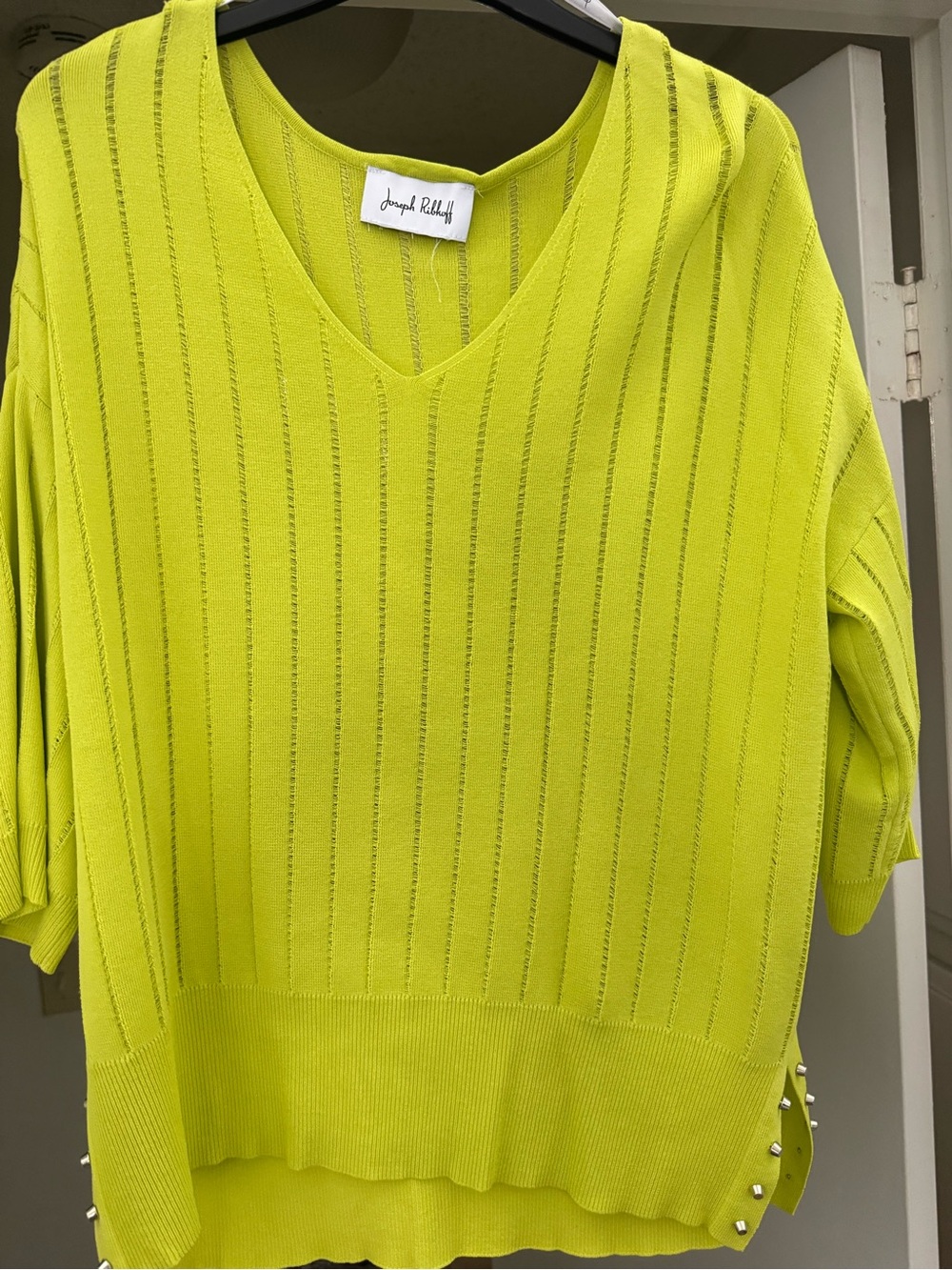 Joseph Ribkoff Neon Lime V-Neck Sweater
